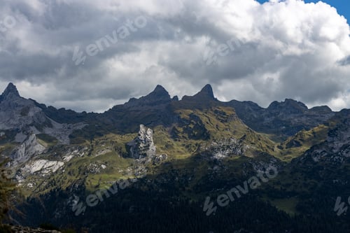 Preview: Beautiful dramatic view of the tops of the rocky mountains.