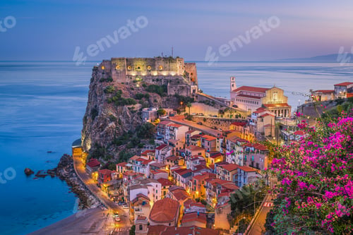 Preview: Scilla, Italy on the Mediterranean coast at twilight