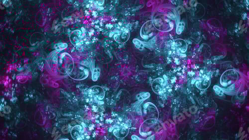 Preview: Fractal art background texture pattern - cyber neon pink and blue floral