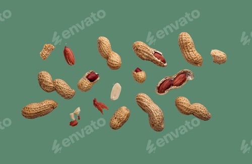 Preview: Peanuts with shell and peeled nut isolated