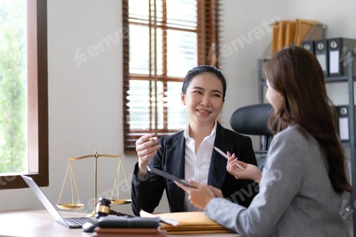 Preview: business people and lawyers discussing contract papers sitting at the table. Concepts of law, advice