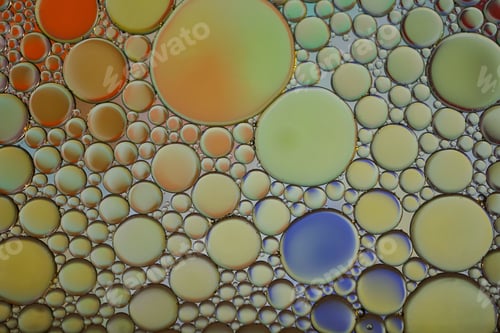Preview: a close up image of bubbles in various colors of water