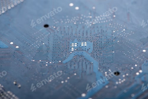 Preview: Closeup view of electronic circuit baseboard