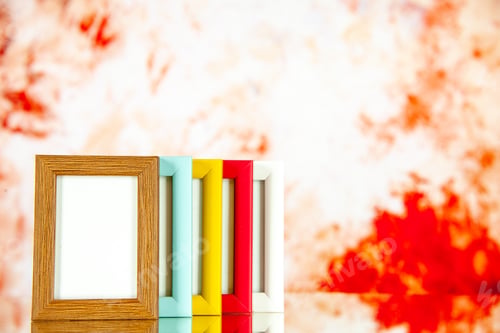 Preview: front view different picture frames with colored corners on light background photo portrait shoot