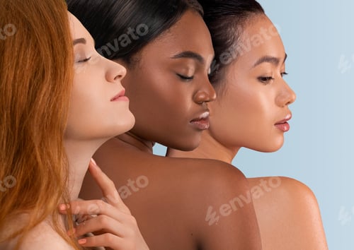 Preview: Sensual half-naked young women posing on grey, collage