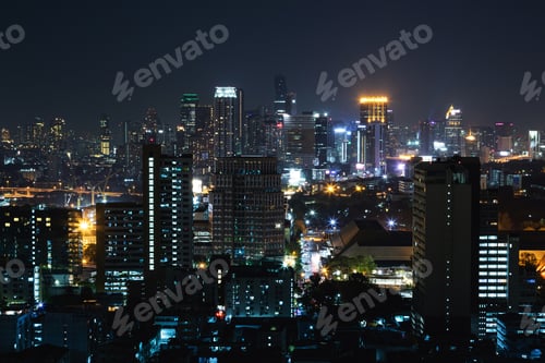Preview: Scenic view of Modern Bangkok city at night