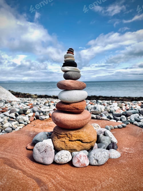 Preview: Vertical shot of cairn on the island of Arran in Scotland