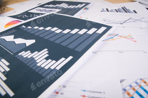 Preview: Business report. Graphs and charts.Business concept.