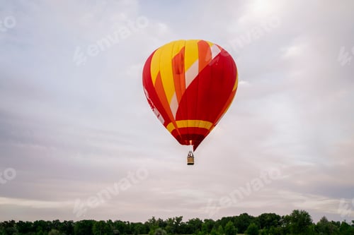 Preview: Brightly colored hot air balloon rises gracefully