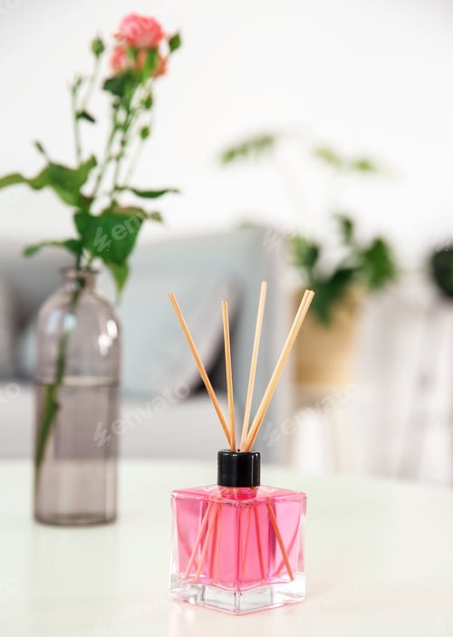 Preview: Aromatic reed air freshener on table indoors