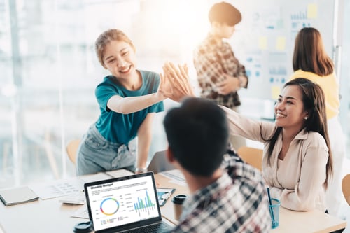 Preview: Multiracial young creative people in modern office. Group of young business people are working