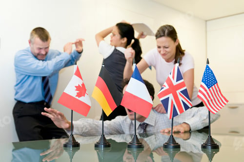 Preview: A business group fighting behind flags