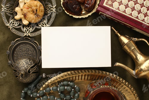 Preview: Book Quran Ramadan. Lantern for the Muslim holy month of Ramadan Karim.