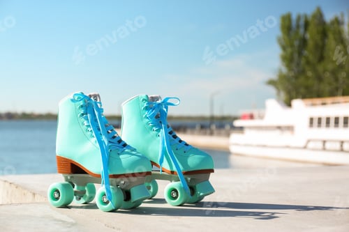 Preview: Vintage roller skates outdoors on sunny day