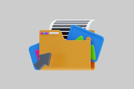 Colorful folder with upload arrow