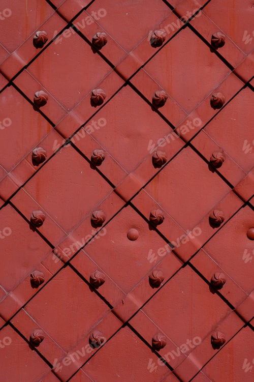 Preview: Red door detail with wrought iron ornaments
