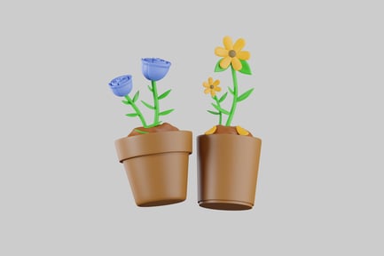 Preview: Potted flowers set