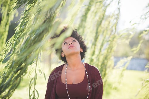 Preview: beautiful black curly hair african woman