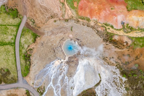 Preview: Aerial view of the Great Geyser, geysir in Iceland