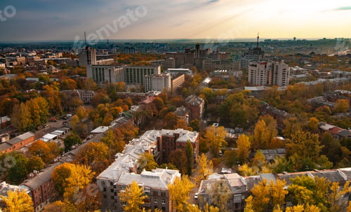 Preview: Aerial view fog over a provincial European city