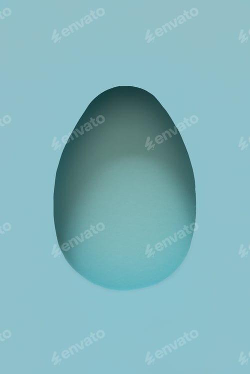 Preview: Egg Shaped Paper Cutout on Blue Background. Minimal Easter Design