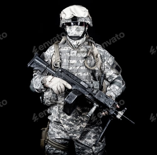 Preview: United States marines machine gunner studio shot