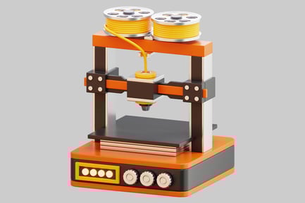 Preview: Modern 3D Printer With Orange Filament