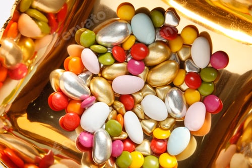 Preview: colorful candies in sugar bowl