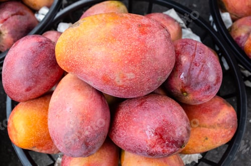 Preview: Stacks Of Mango Fruits In A Basket At Traditional Marketplace, Taiwan