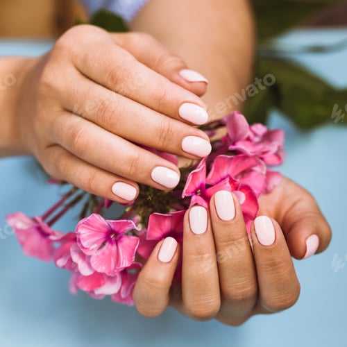 Preview: Beautiful woman's nails with beautiful pink manicure