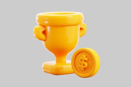Preview: Golden cup with dollar coin