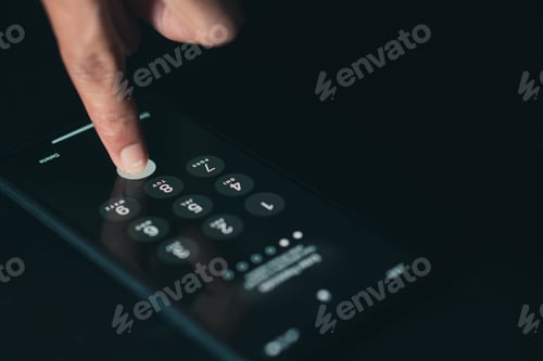 Preview: password for log-in on the screen of a cell phone - cyber security concept