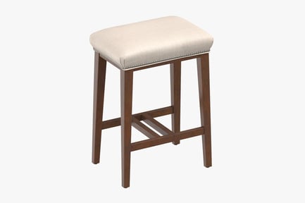 Preview: Upholstered Wooden Bar Stool with Nailhead Trim