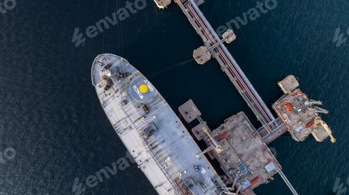 Preview: Aerial view LPG gas tanker ship on deep blue sea, Global business freight shipping import export