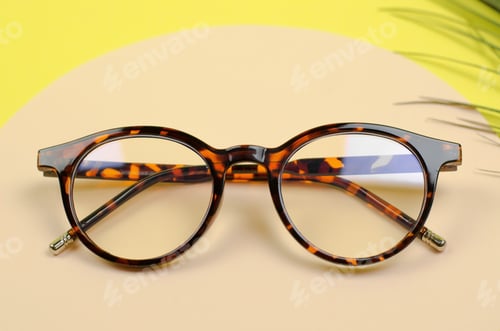 Preview: Stylish women's glasses on a colored background. Leopard glasses
