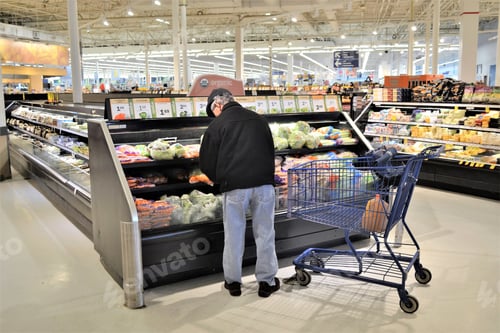 Preview: Man shopping at grocery store