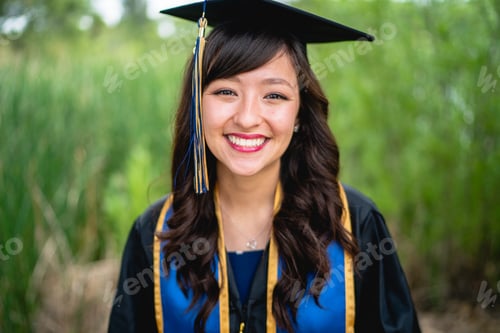 Preview: College Graduate Posing with Cap and Gown