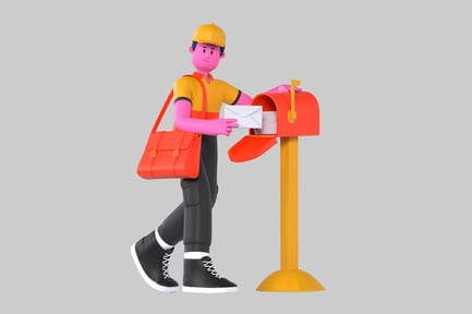 Preview: Cartoon postman mailbox delivery character