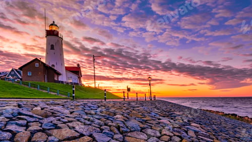 Preview: Lighthhouse of Urk Netherlands during sunset in the Netherlands
