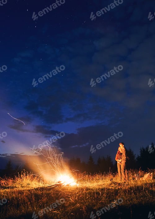 Preview: Night camping for two in the mountains under starry sky