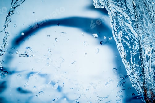 Preview: Blue Water Splash On Blue Background For Abstract Water Concept