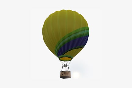 Preview: Hot air balloon with striped pattern and basket
