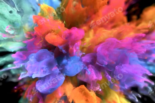 Preview: Abstract color paint splash isolated on a black background
