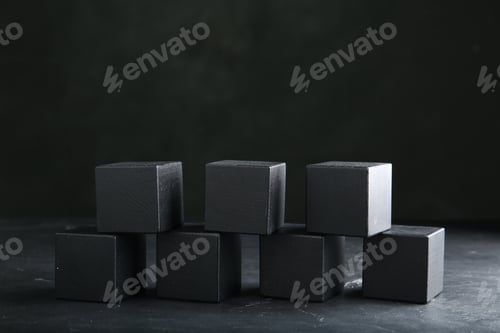 Preview: Word KEYWORD made of black cubes on dark background