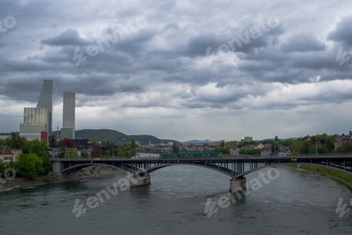 Preview: City bridge over a river in an urban setting