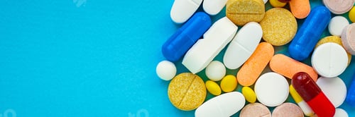 Preview: Pills, Different Pills And Drugs To Treat And Increase Immunity, Medical Preparations. Background