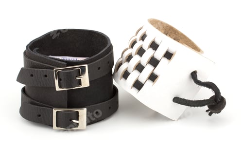 Preview: Rock style leather bracelets isolated on white background