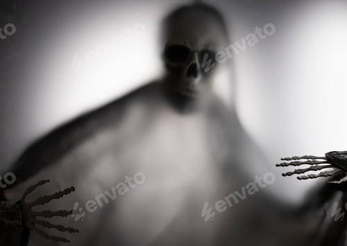 Preview: Shadow blur of horror skeleton. Halloween background.