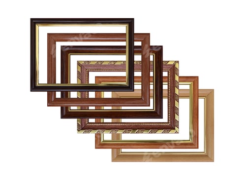 Preview: Set of empty picture frames with free space inside, isolated on white