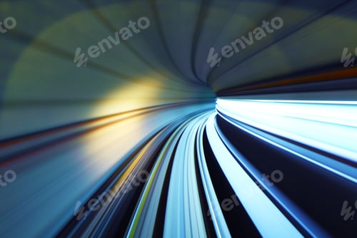 Preview: Train Moving In Tunnel